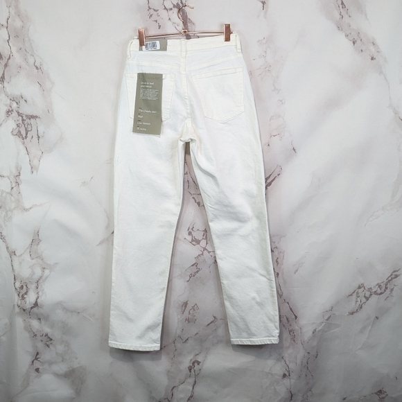 Everlane Jean The Cheeky Straight High Rise White Bone Ankle Crop Zip Denim - Picture 7 of 12